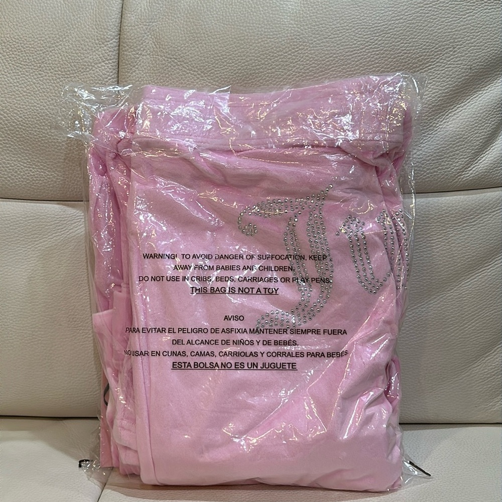 NWT JUICY COUTURE 2pc Velvet Lounge Set With Rhinestone Details in Pink Floral - Picture 4 of 8